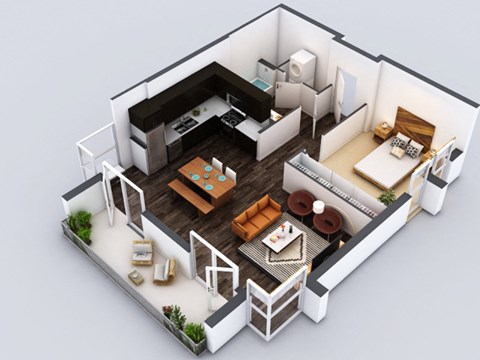 A6 Floorplan at 5550 Hollywood, Los Angeles, CA, 90028